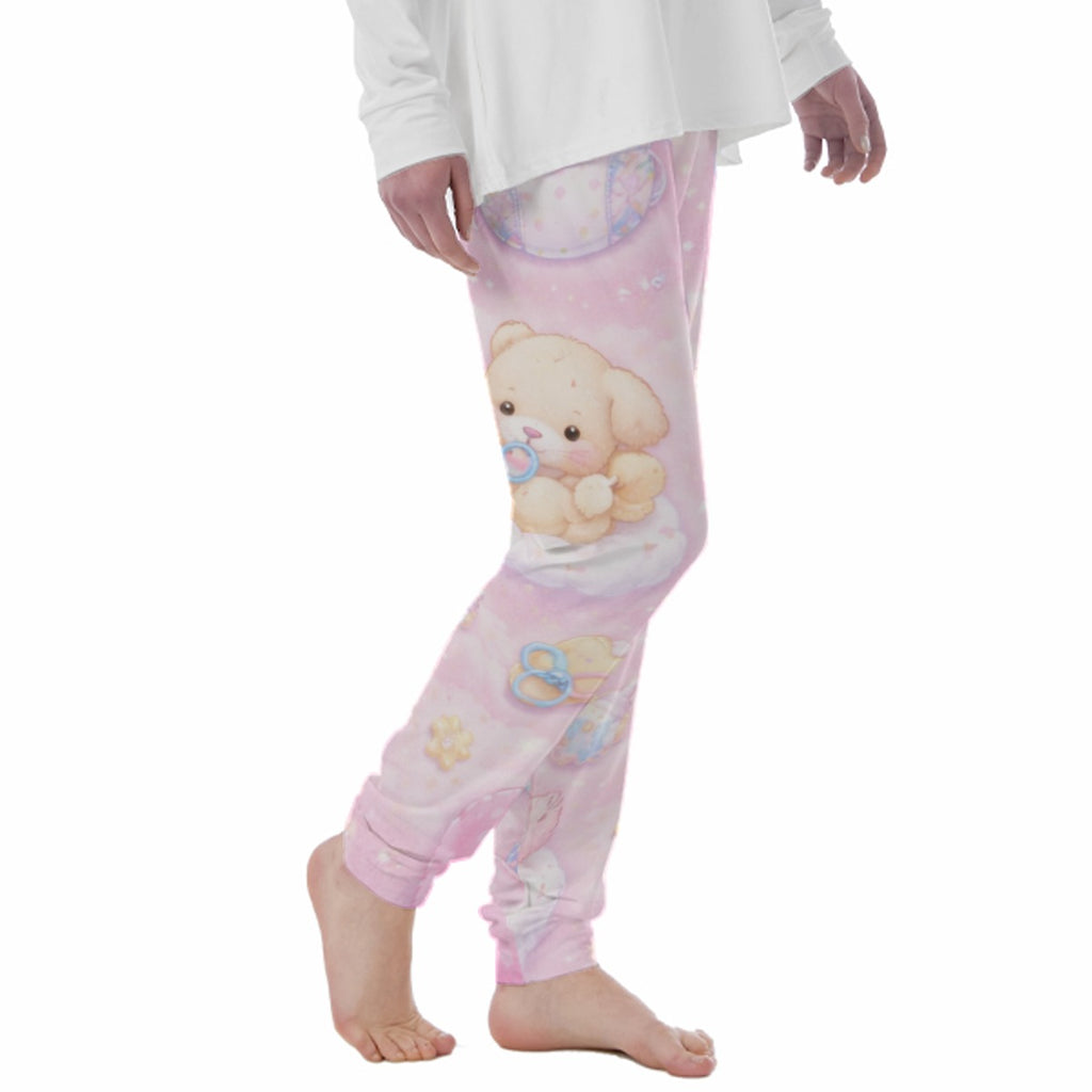 🧸 DreamyBear Cuffed Pajama Pants – Soft Cotton for Snuggly Littles