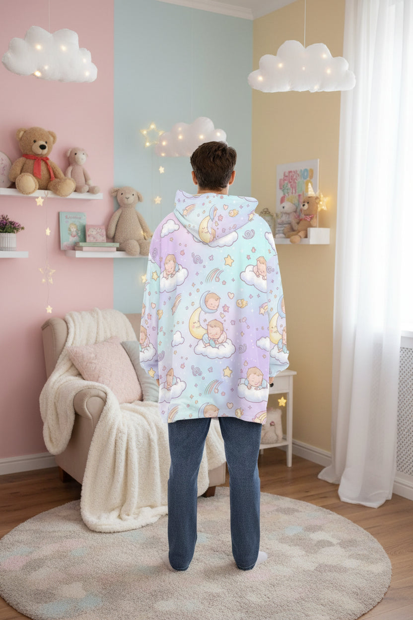 Little Dreamer All-Over Print Sherpa Hoodie Blanket - ABDL Dreamy Cozy Wrap