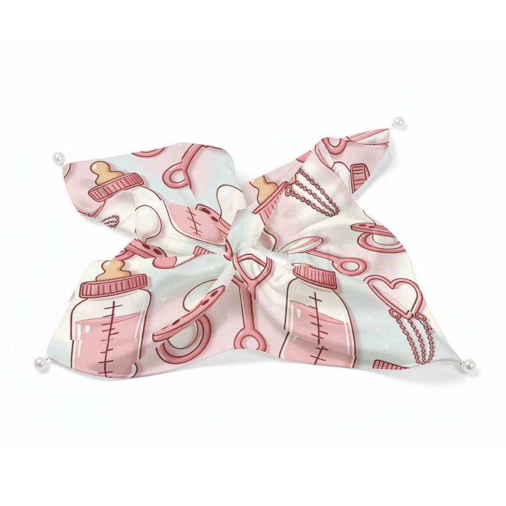 "Baby Girl Essentials" Pink Nursery Satin Pearl Hair Scarf