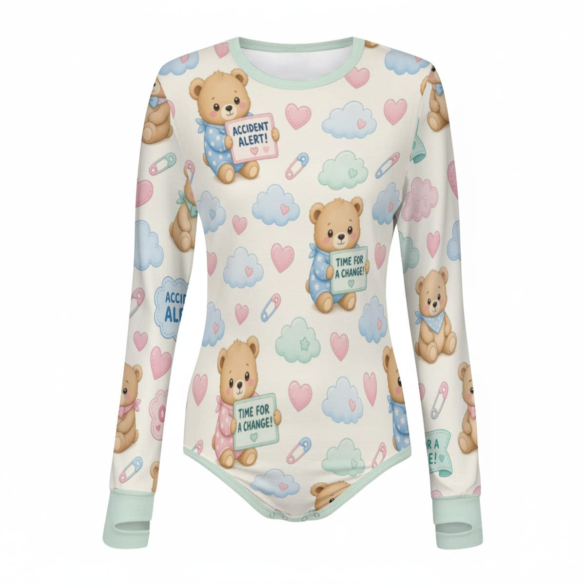 Accident Alert Teddy Bear Long-Sleeve Onesie