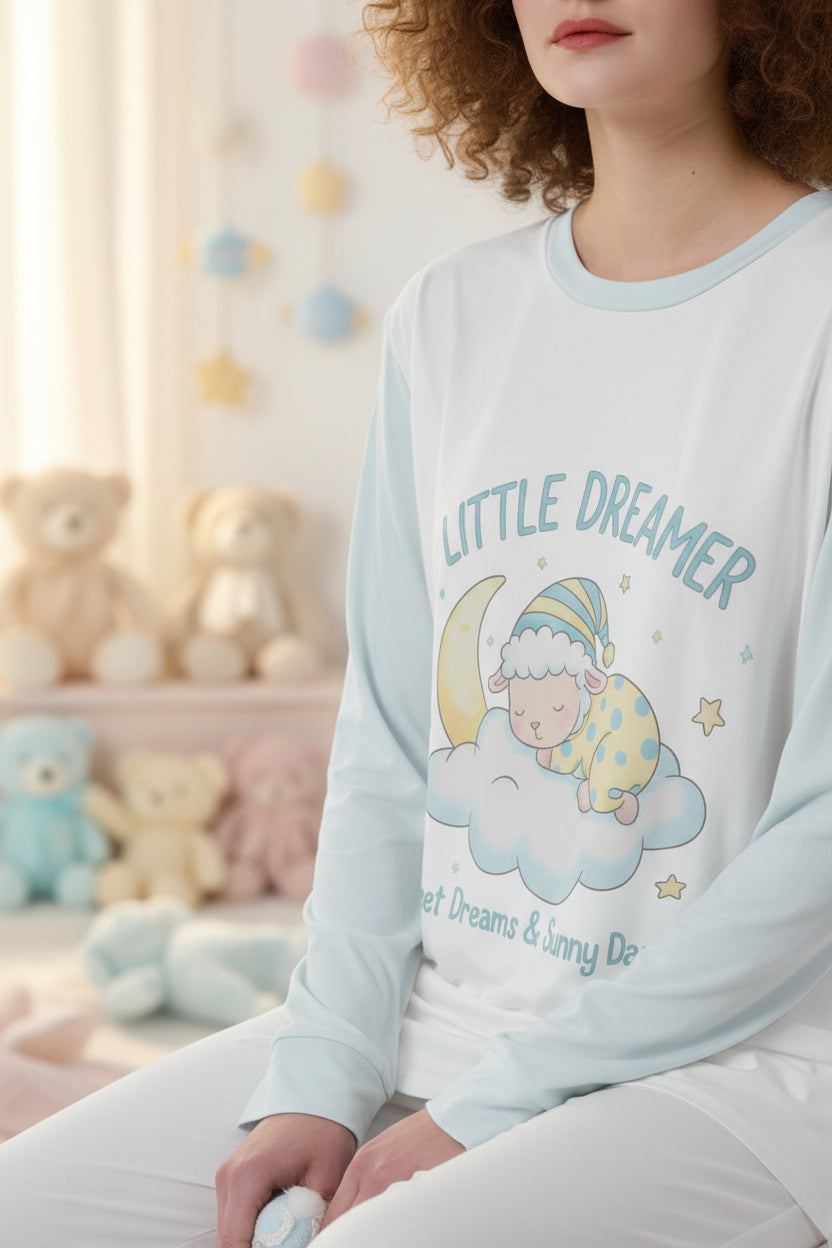 Little Dreamer" ABDL Super Soft 100% Cotton Long Sleeve Pajama Set - Sweet Dreams & Sunny Days