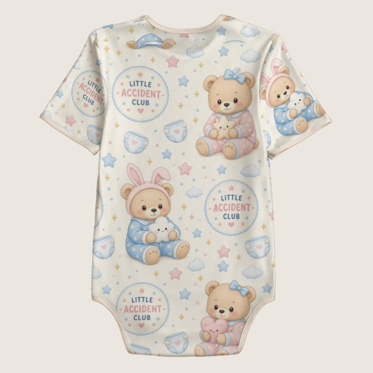 Little Accident Club Teddy Bear ABDL Short-Sleeve Bodysuit