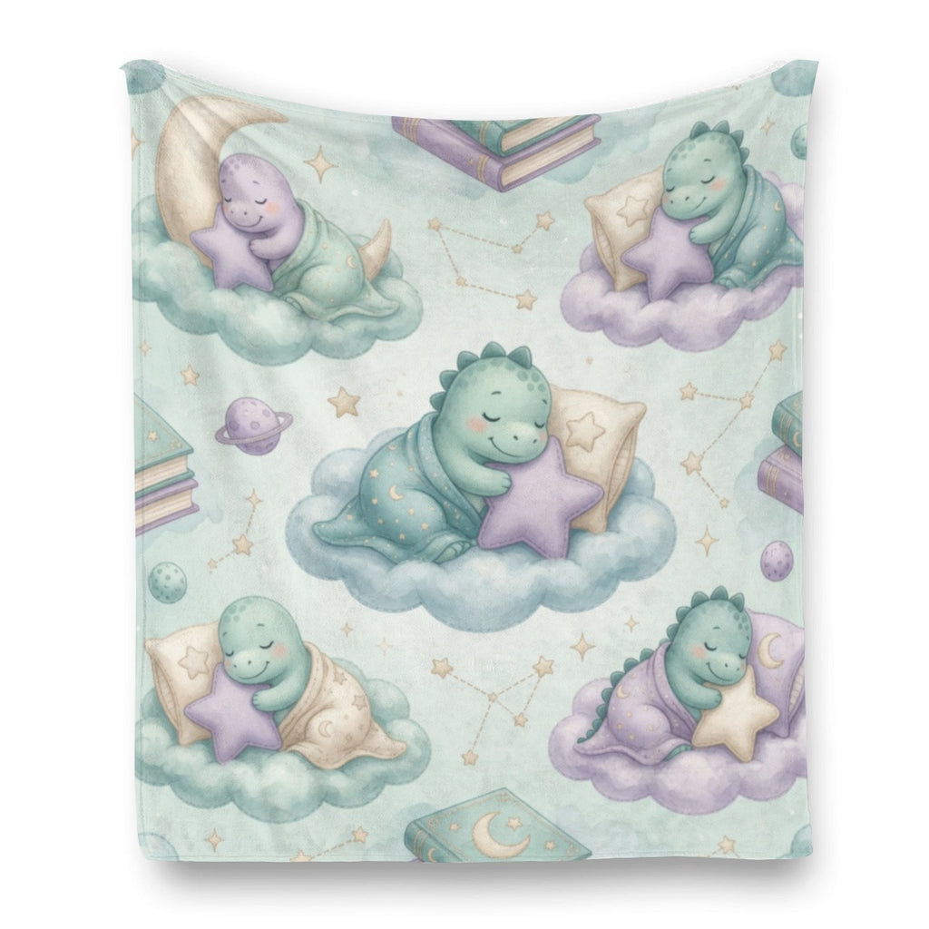 🦕 Sleepy Dino Flannel Throw Blanket — Kawaii Dinosaur Blanket for Little Space