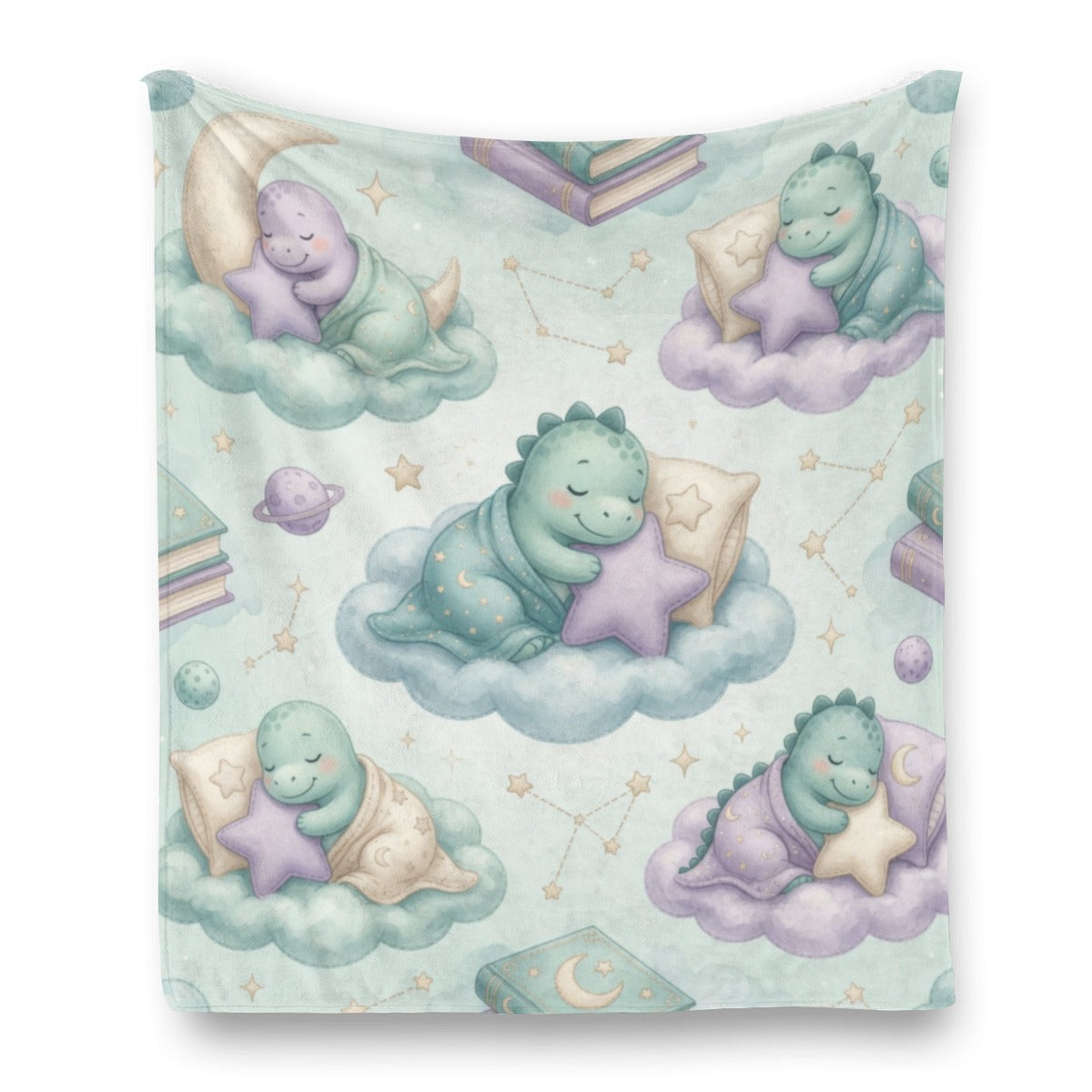🦕 Sleepy Dino Flannel Throw Blanket — Kawaii Dinosaur Blanket for Little Space
