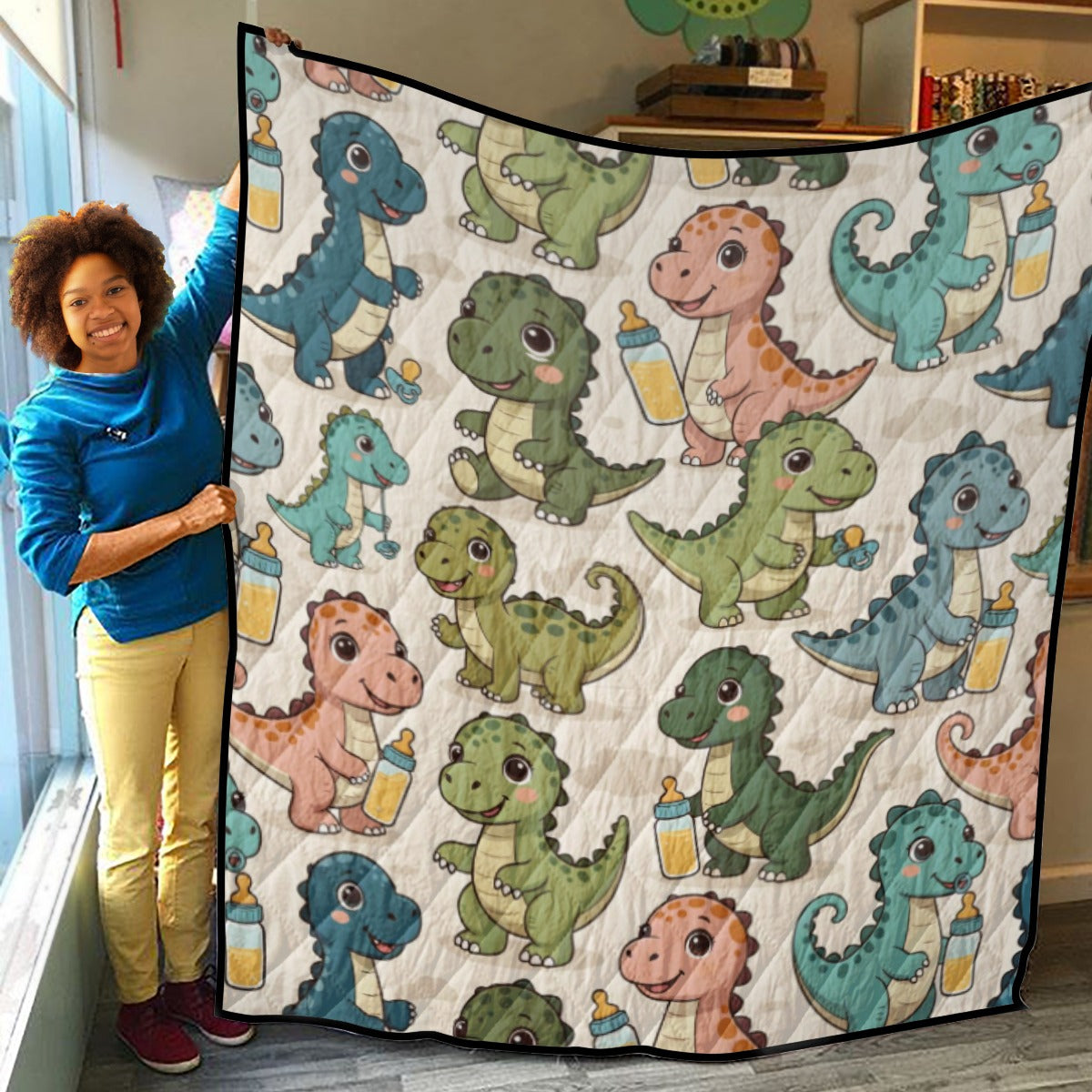 ABDL Dino Print Quilt – Cute Little Space Comforter for Nursery Snuggles | ABDL Comforts