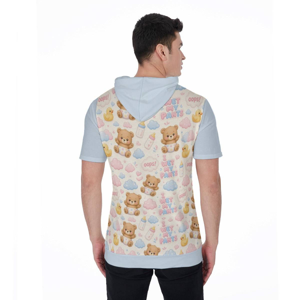 Pastel Teddy & Duck Short-Sleeve Hoodie