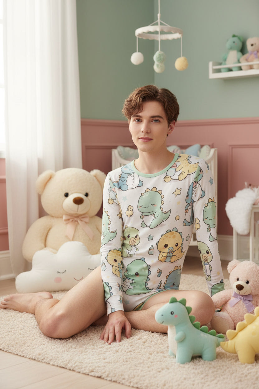 Dino Snuggles Long Sleeve Onesie – Rawr Means “I’m Baby”