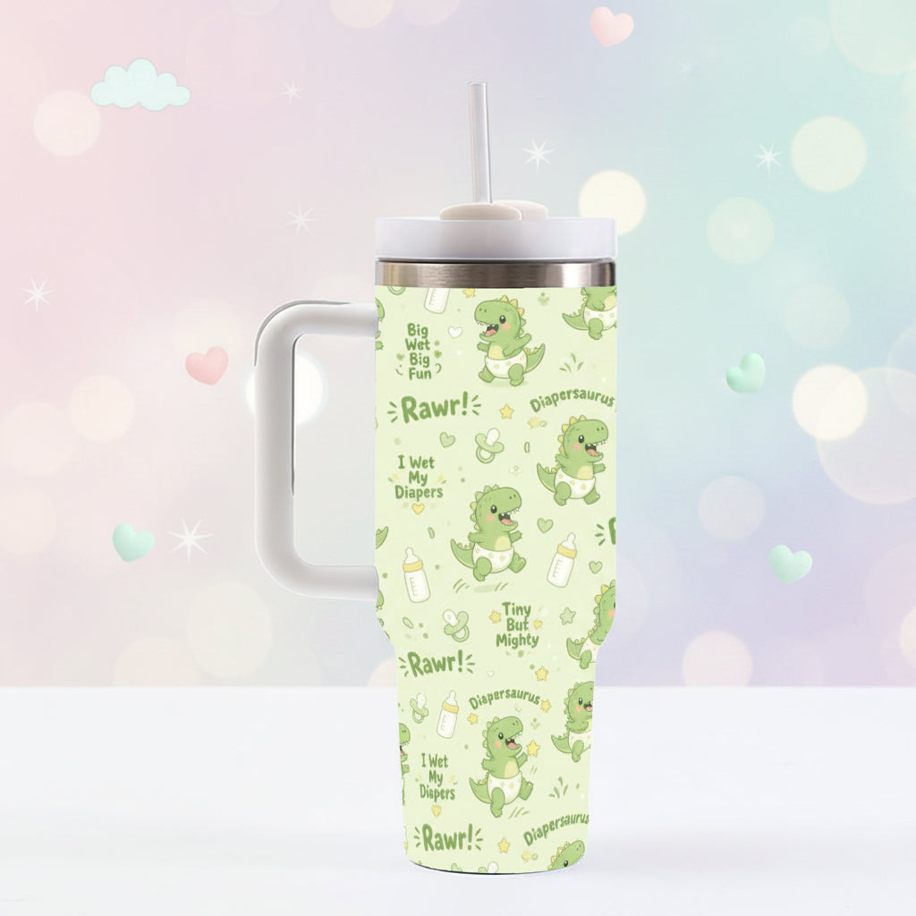 Diapersaurus Tumbler — 40oz Insulated Cup with Handle