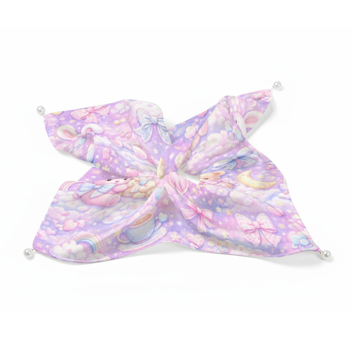 "Magical Unicorn Dreams" Lavender Satin Pearl Hair Scarf