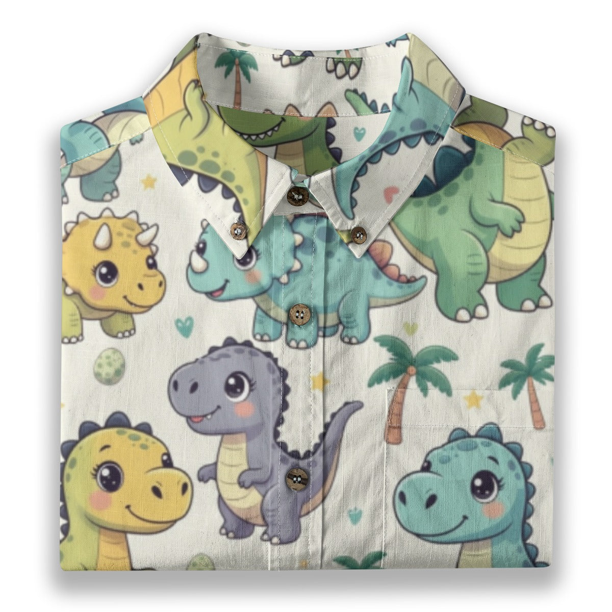 Dino Print ABDL Button-Up Shirt | Breathable Cotton Little Space Top