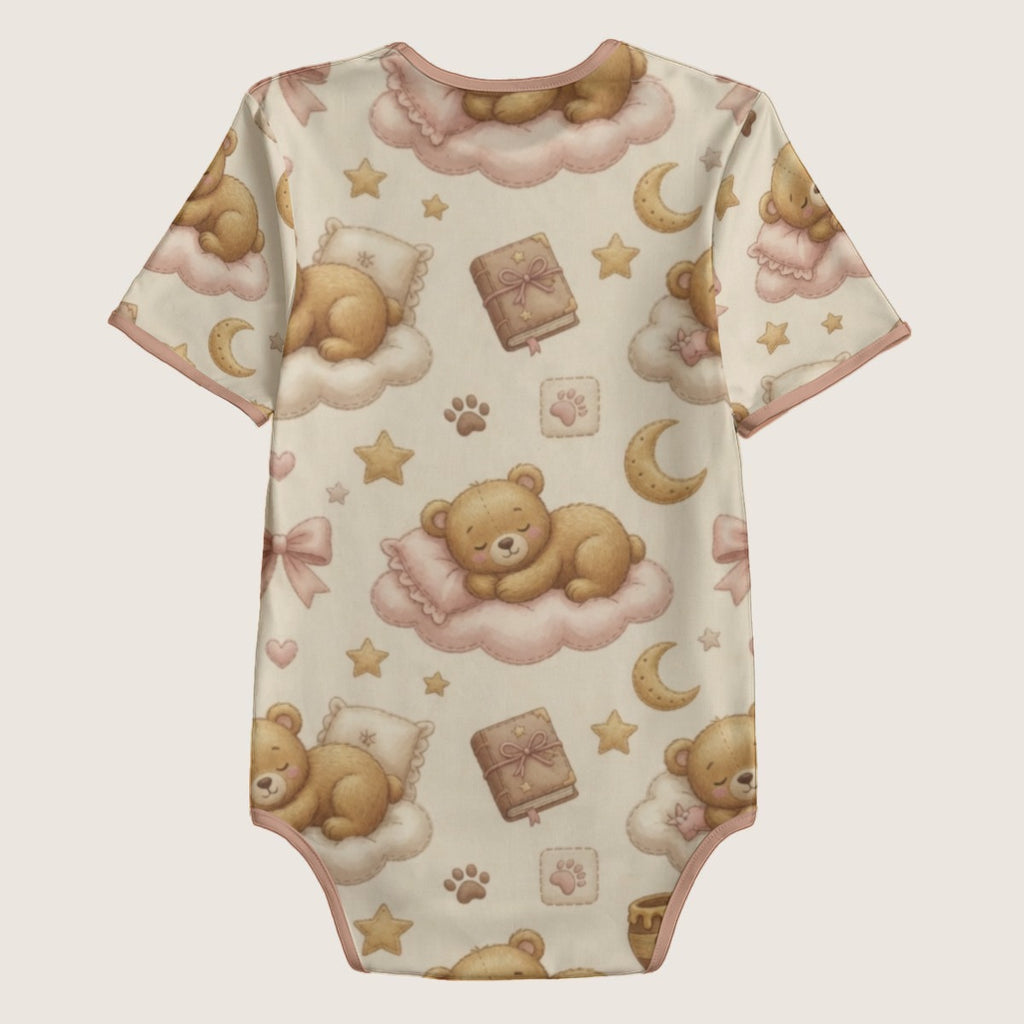 🧸 Teddy Bear Dreams Short Sleeve Onesie — Kawaii Teddy Bear Bodysuit for Little Space