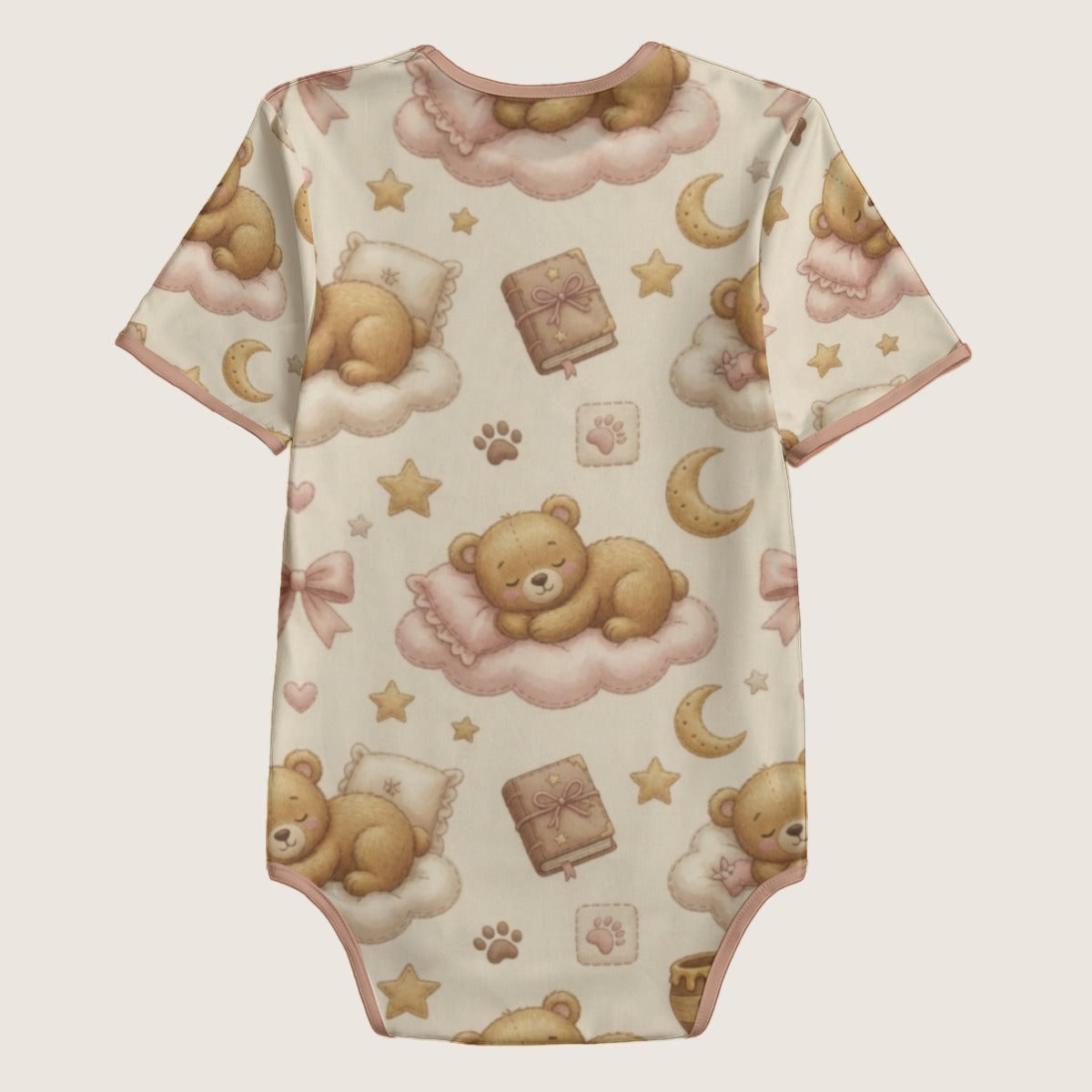 🧸 Teddy Bear Dreams Short Sleeve Onesie — Kawaii Teddy Bear Bodysuit for Little Space