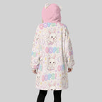 Oops! Pastel Bunny Fleece Hoodie Blanket