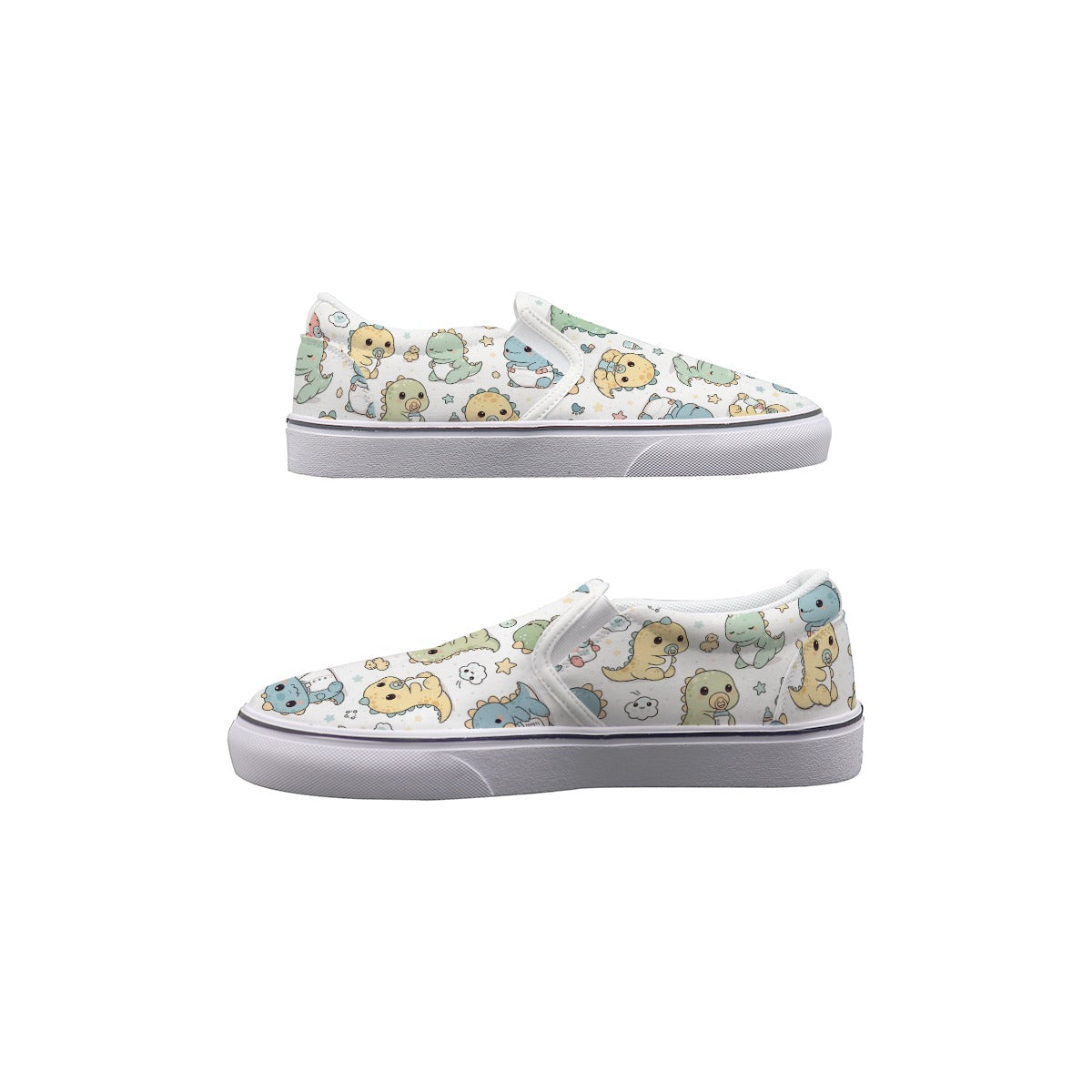 Pastel Dino Slip-On Sneakers