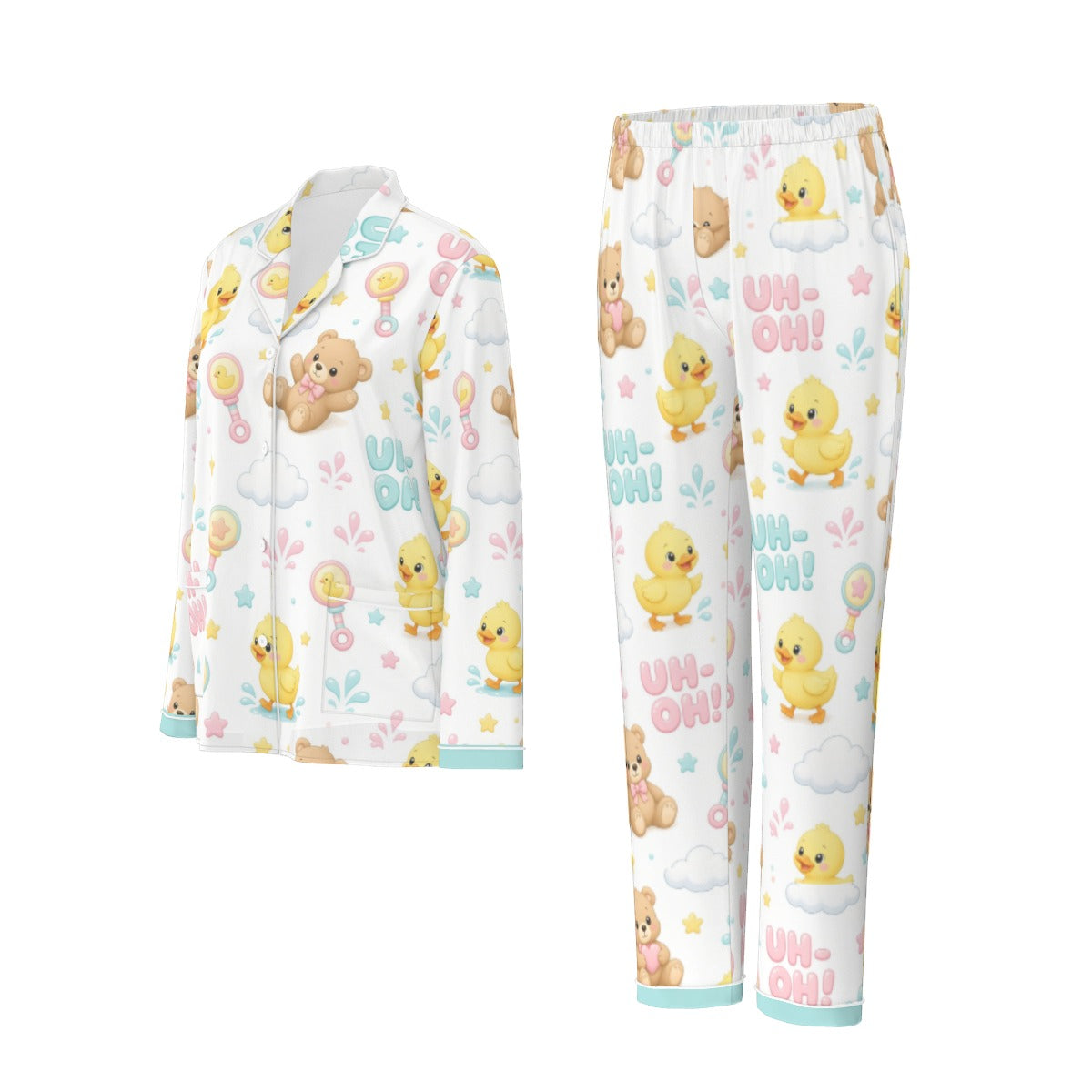 Duck & Teddy Bear ABDL Long-Sleeve Pajama Set