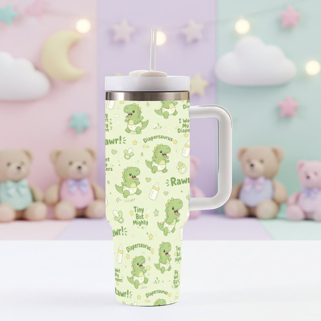 Diapersaurus Tumbler — 40oz Insulated Cup with Handle