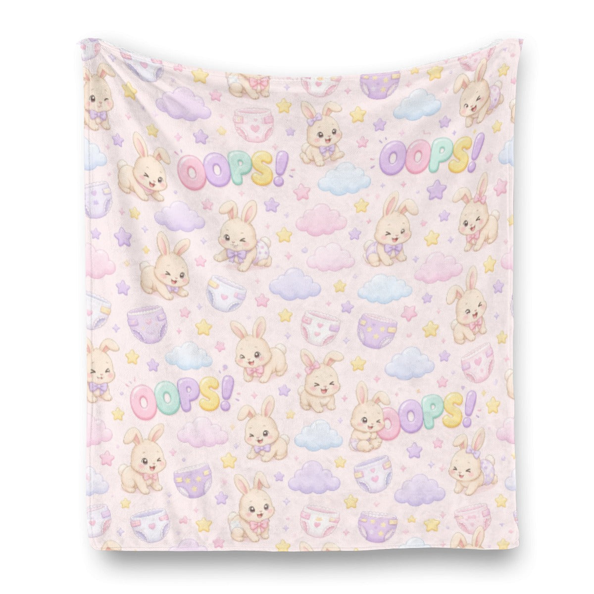 Oops! Pastel Bunny Flannel Blanket