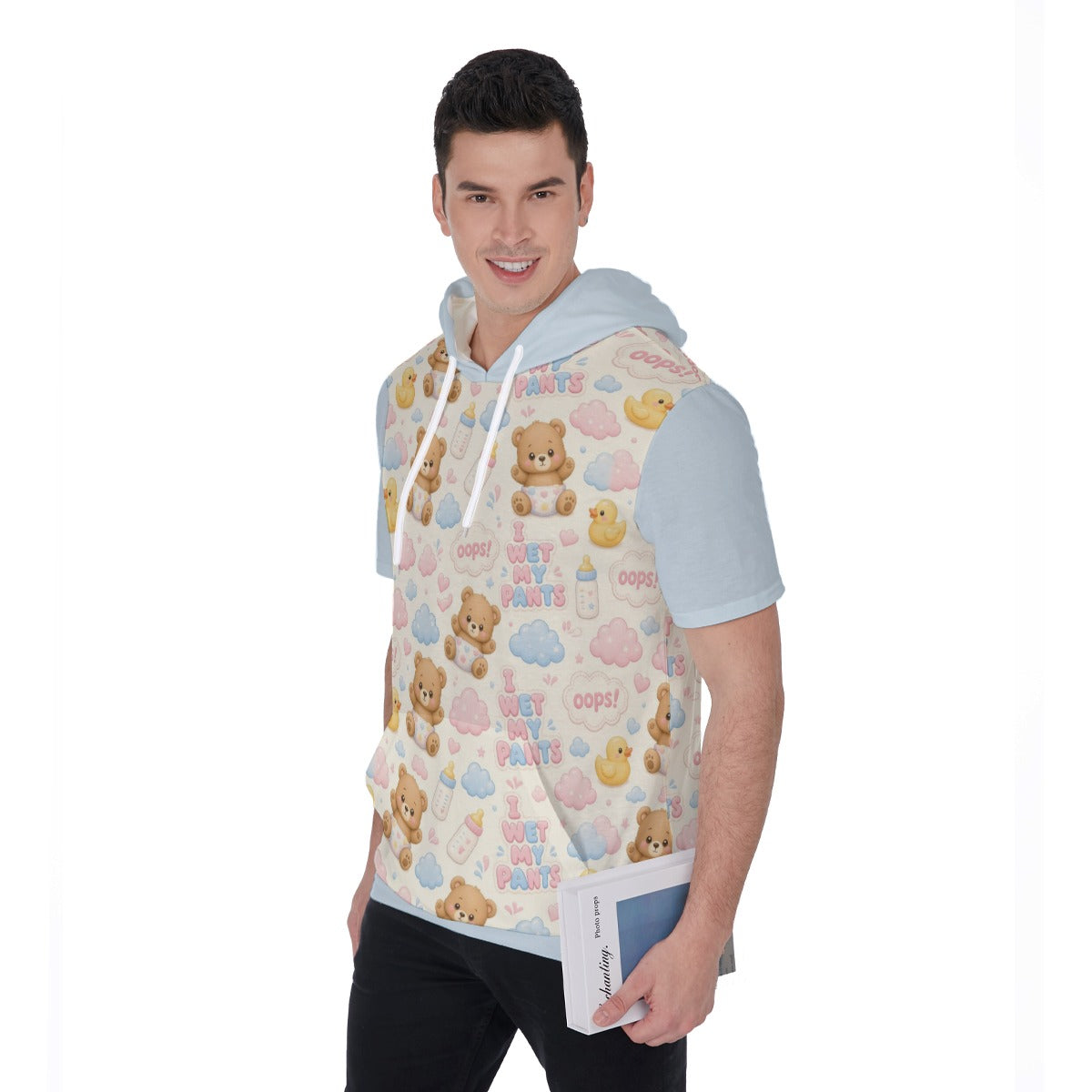 Pastel Teddy & Duck Short-Sleeve Hoodie
