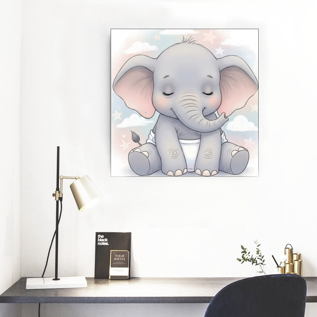 🐘 “Sleepy Snuggles Elephant” – ABDL Framed Mural