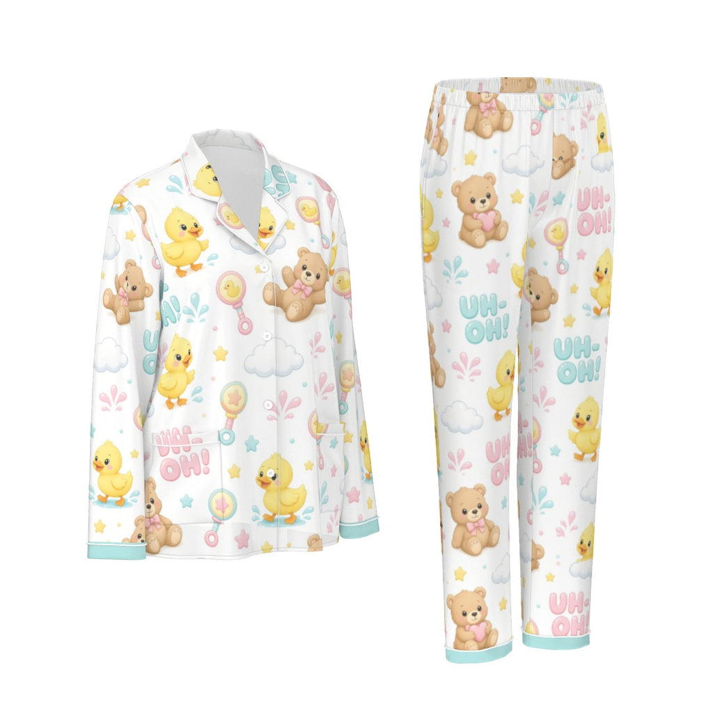 Duck & Teddy Bear ABDL Long-Sleeve Pajama Set