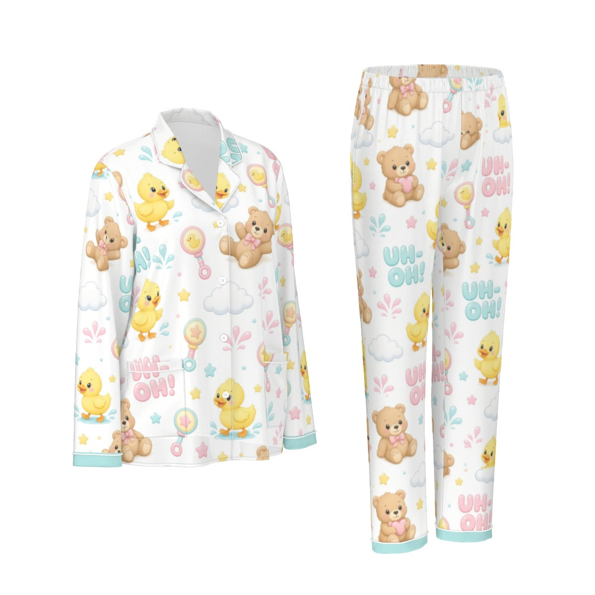 Duck & Teddy Bear ABDL Long-Sleeve Pajama Set