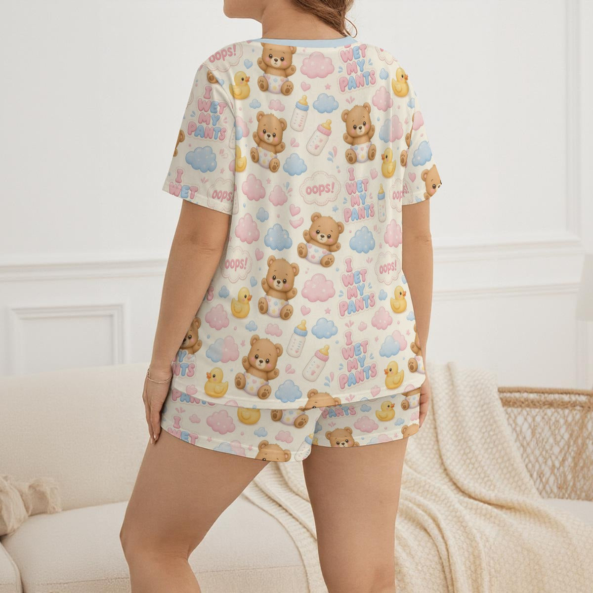 Pastel Teddy & Duck Soft-Touch Pajama Set
