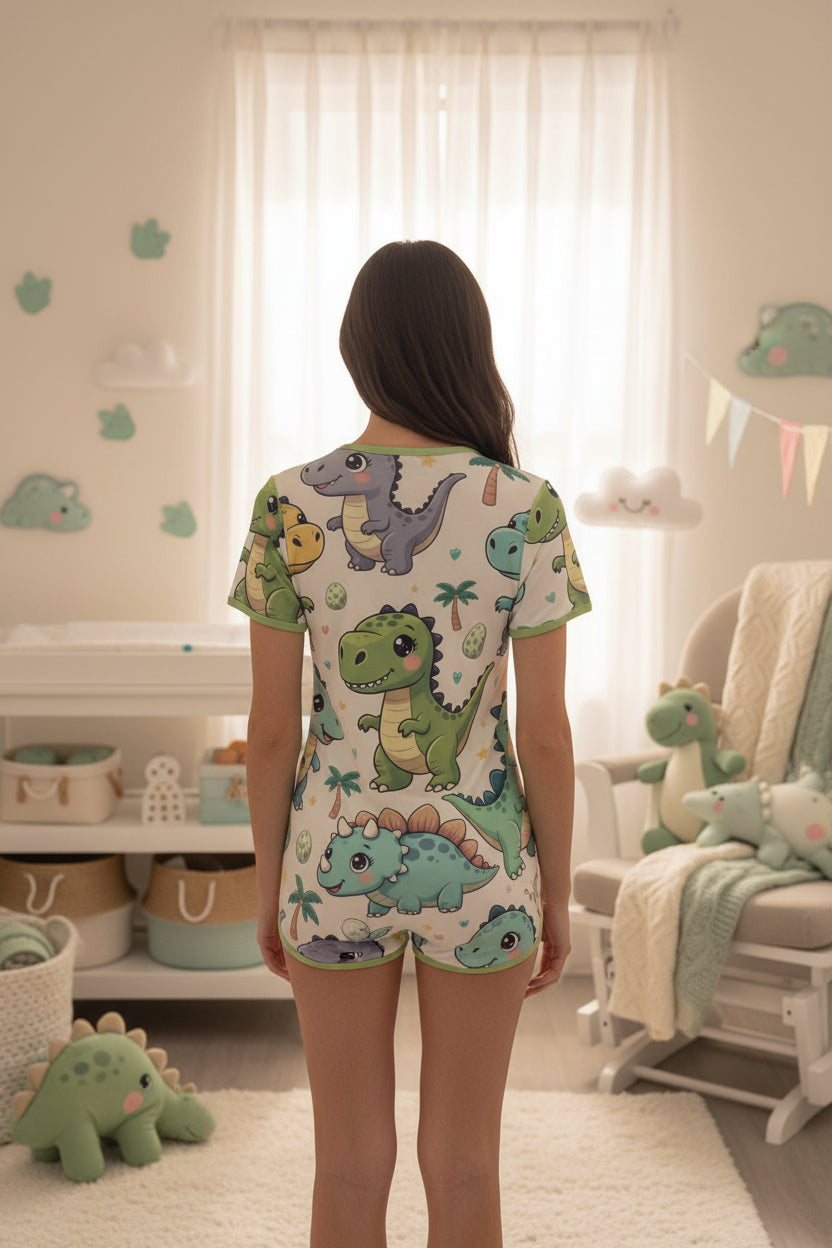 Dino Adventure Cotton Snap-Crotch Onesie - ABDL Unisex