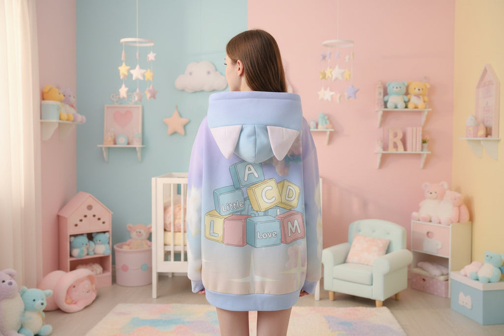 ✨ Dream Cloud Starry Night Ear Hoodie - ABDL Comforts Signature | Ethereal Pastel Little Space Hoodie ✨