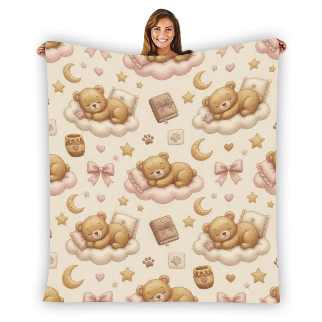 🧸 Teddy Bear Dreams Flannel Throw Blanket — Kawaii Teddy Bear Blanket for Little Space