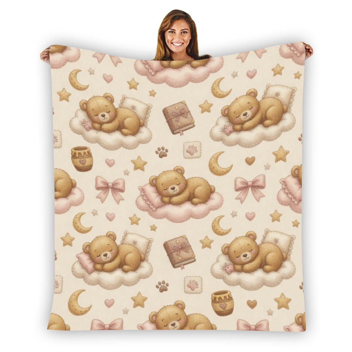 🧸 Teddy Bear Dreams Flannel Throw Blanket — Kawaii Teddy Bear Blanket for Little Space