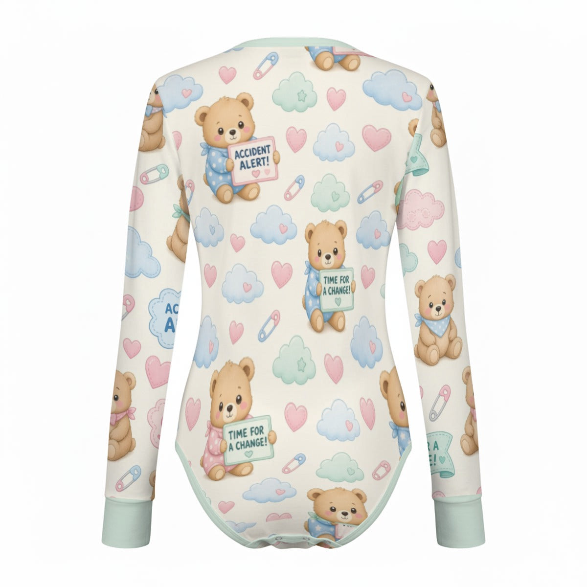 Accident Alert Teddy Bear Long-Sleeve Onesie