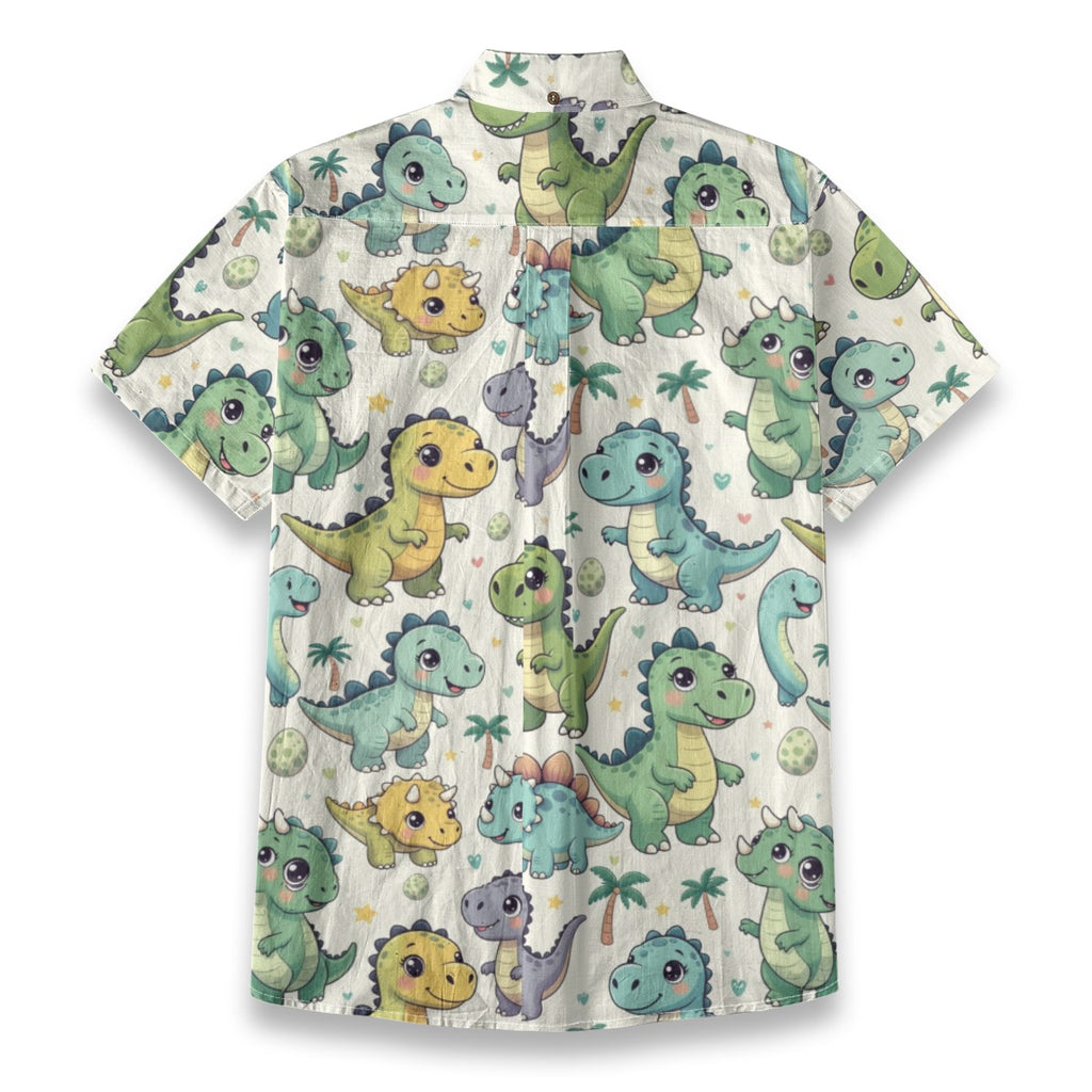 Dino Print ABDL Button-Up Shirt | Breathable Cotton Little Space Top