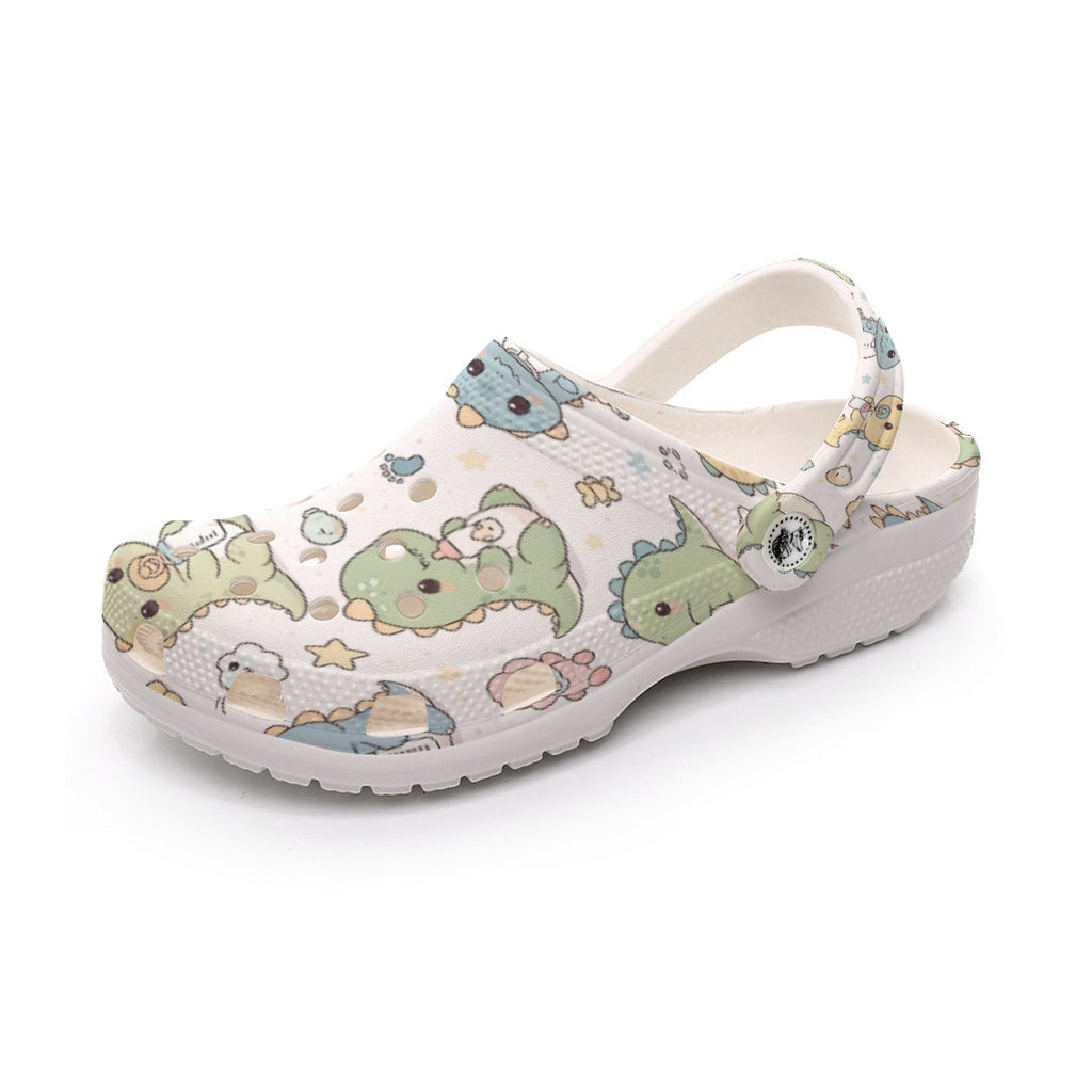 Pastel Dino Print Comfort Clogs