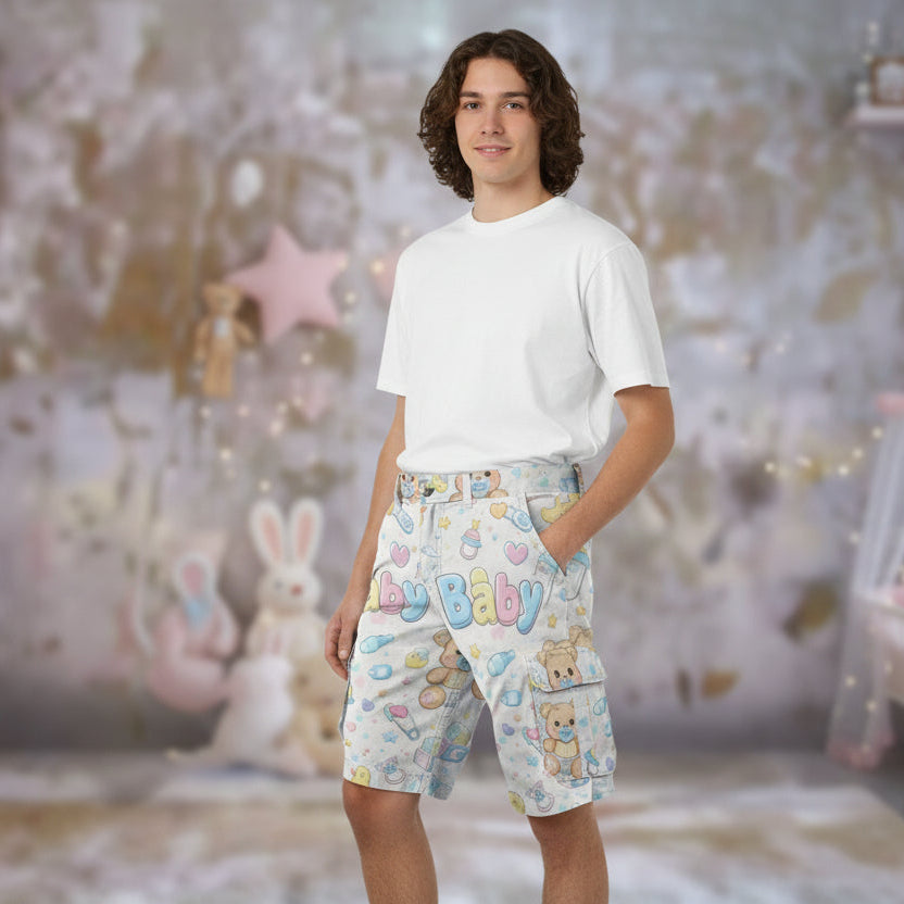 Little Explorer Cargo Shorts - Playful All-Over Print