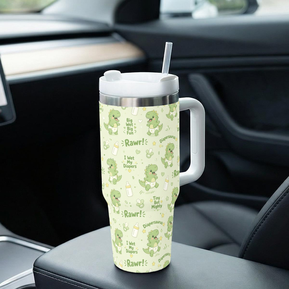 Diapersaurus Tumbler — 40oz Insulated Cup with Handle