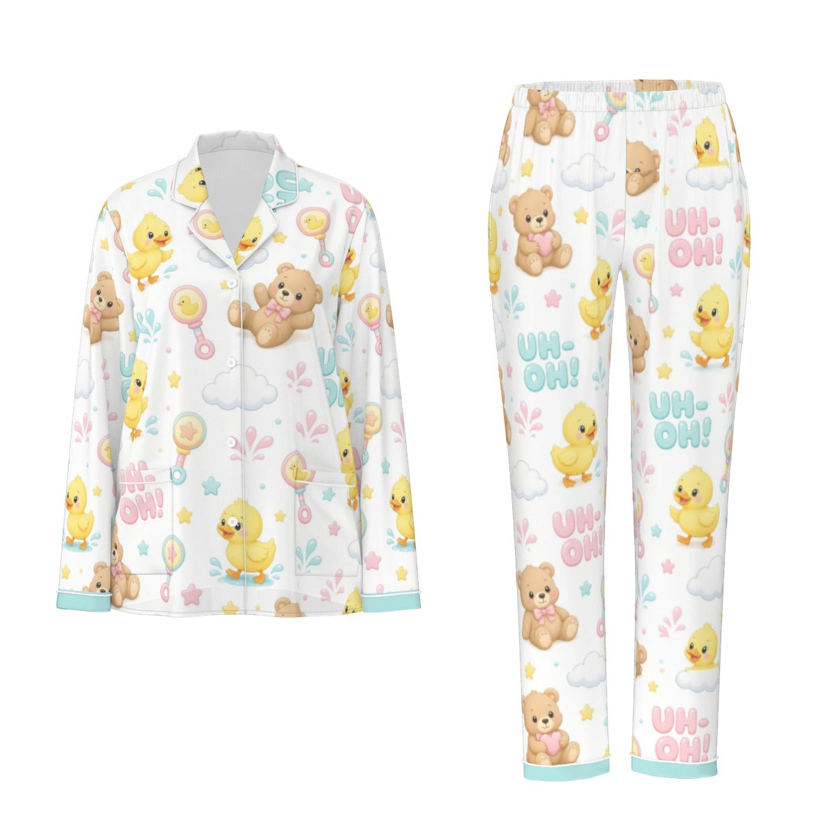 Duck & Teddy Bear ABDL Long-Sleeve Pajama Set