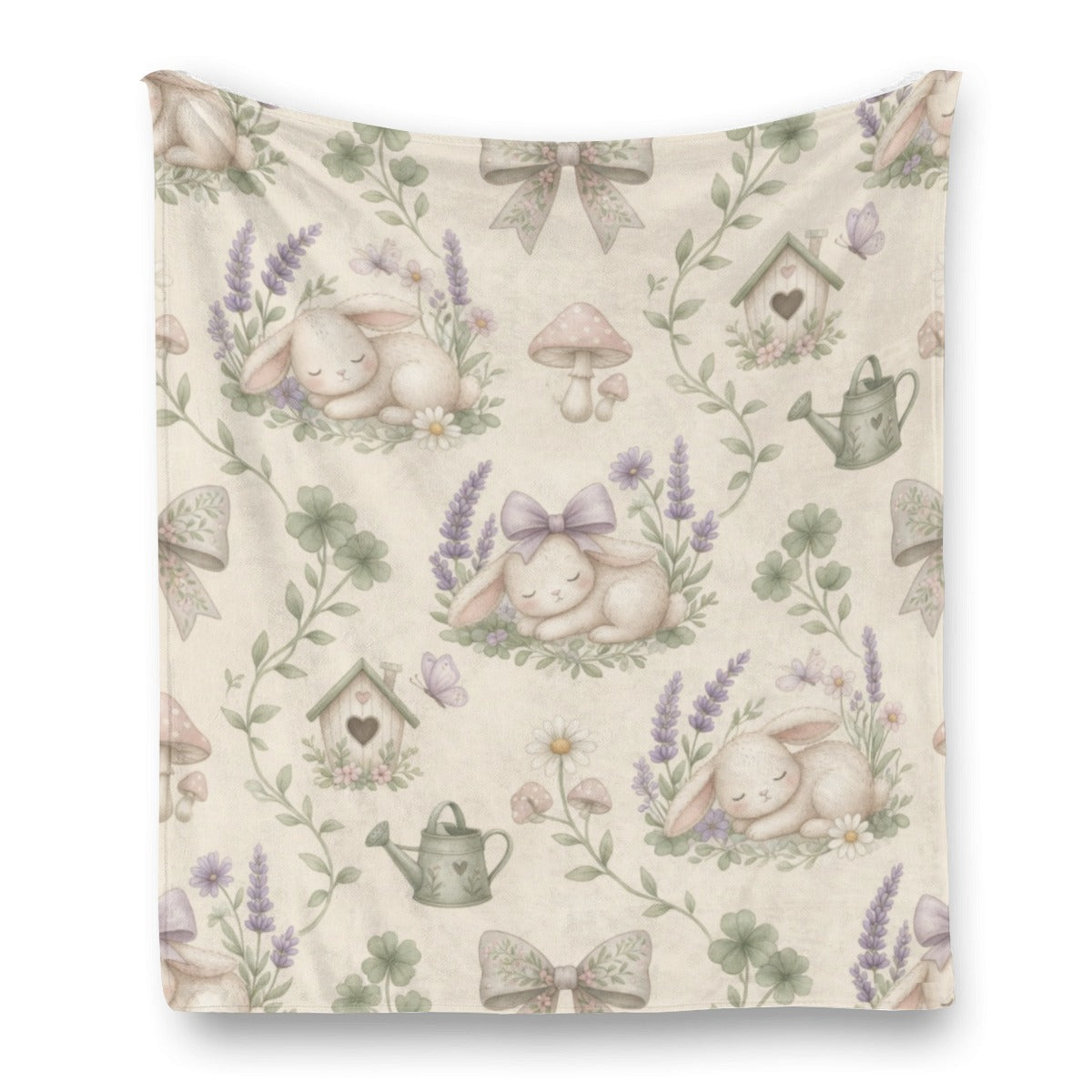 🐰 Bunny Garden Flannel Throw Blanket — Kawaii Bunny Blanket for Little Space