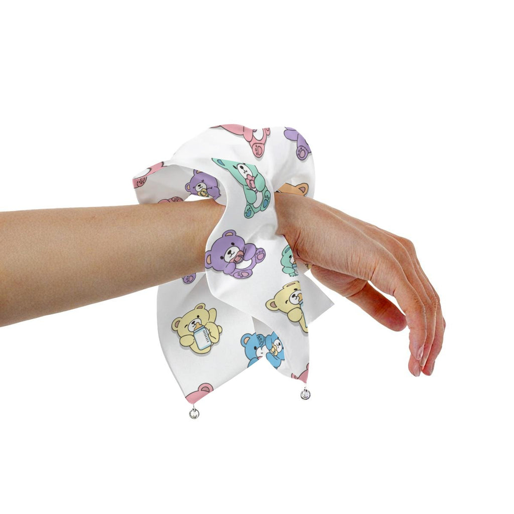 Pastel Nursery Bears Satin Hair Scarf with Pearl Accents – Little Space Accessory