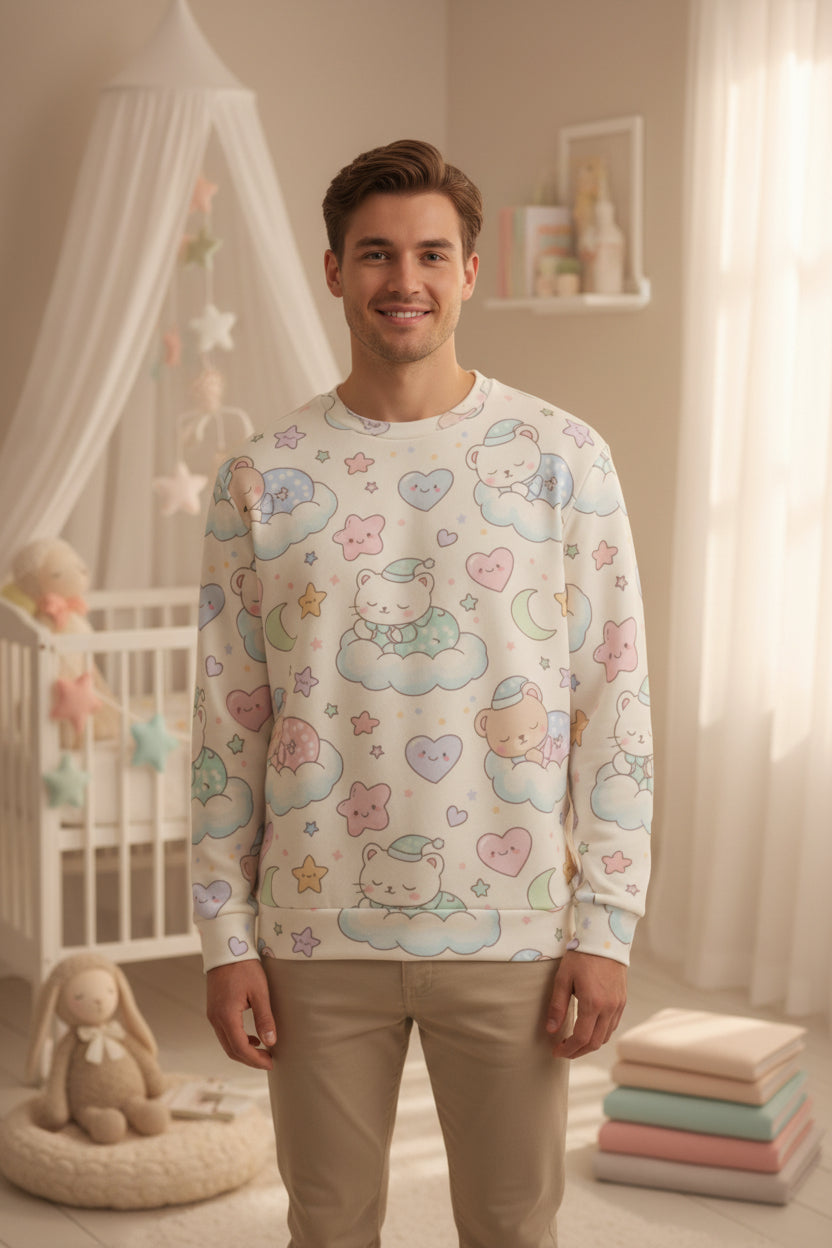 Cuddle Cloud Sweatshirt - Soft Cotton All-Over Print