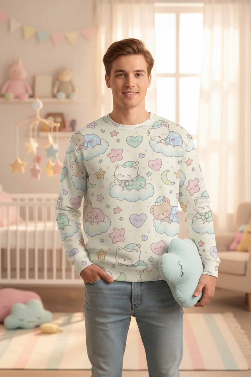 Cuddle Cloud Sweatshirt - Soft Cotton All-Over Print