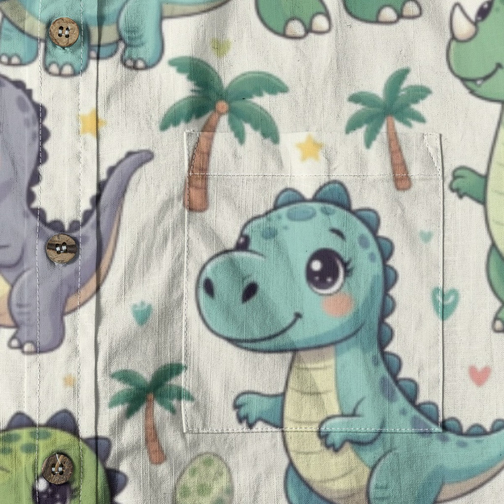 Dino Print ABDL Button-Up Shirt | Breathable Cotton Little Space Top