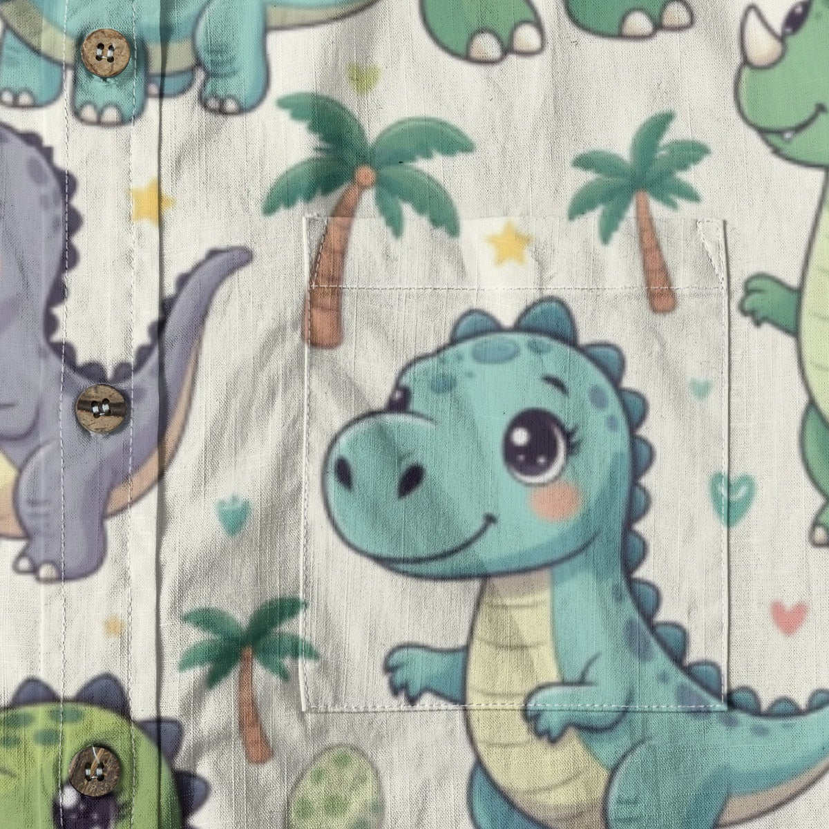 Dino Print ABDL Button-Up Shirt | Breathable Cotton Little Space Top