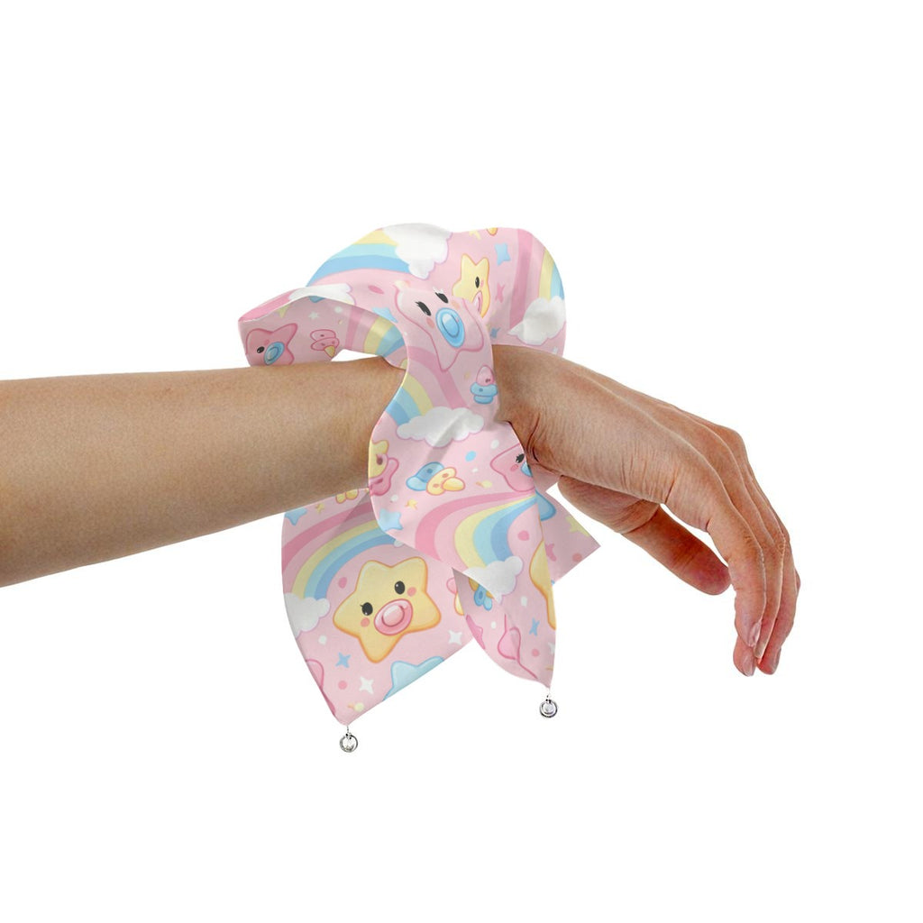 "Happy Rainbows &amp; Binkies" Pink Satin Pearl Hair Scarf