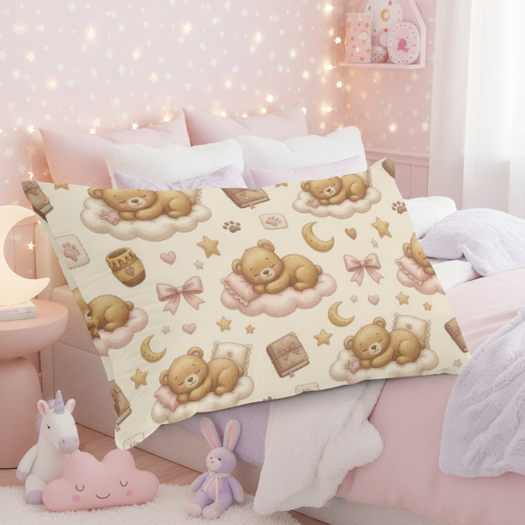 🧸 Teddy Bear Dreams Pillowcase — Kawaii Teddy Bear Pillow Cover for Little Space Bedrooms