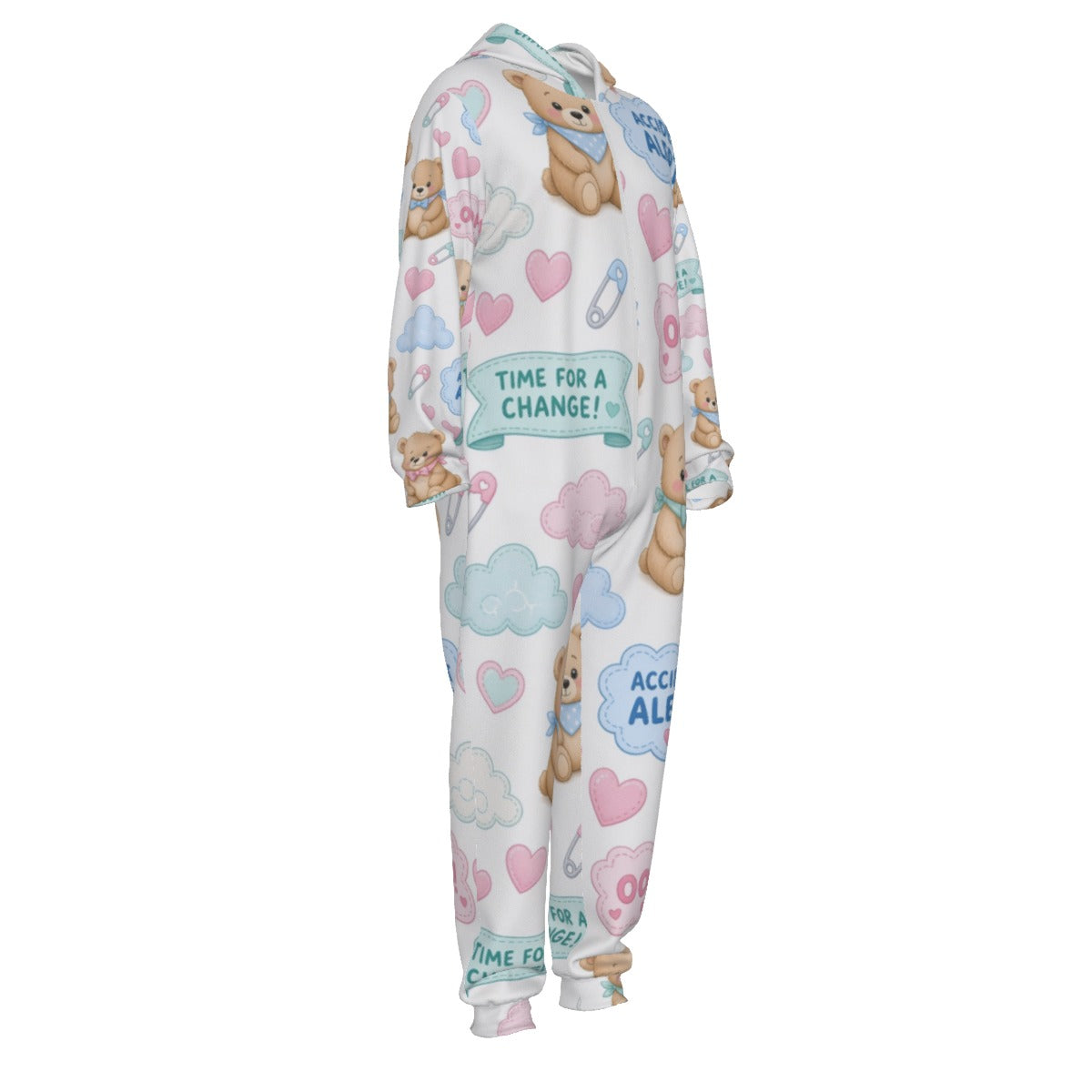 Accident Alert Teddy Bear ABDL Plush Jumpsuit