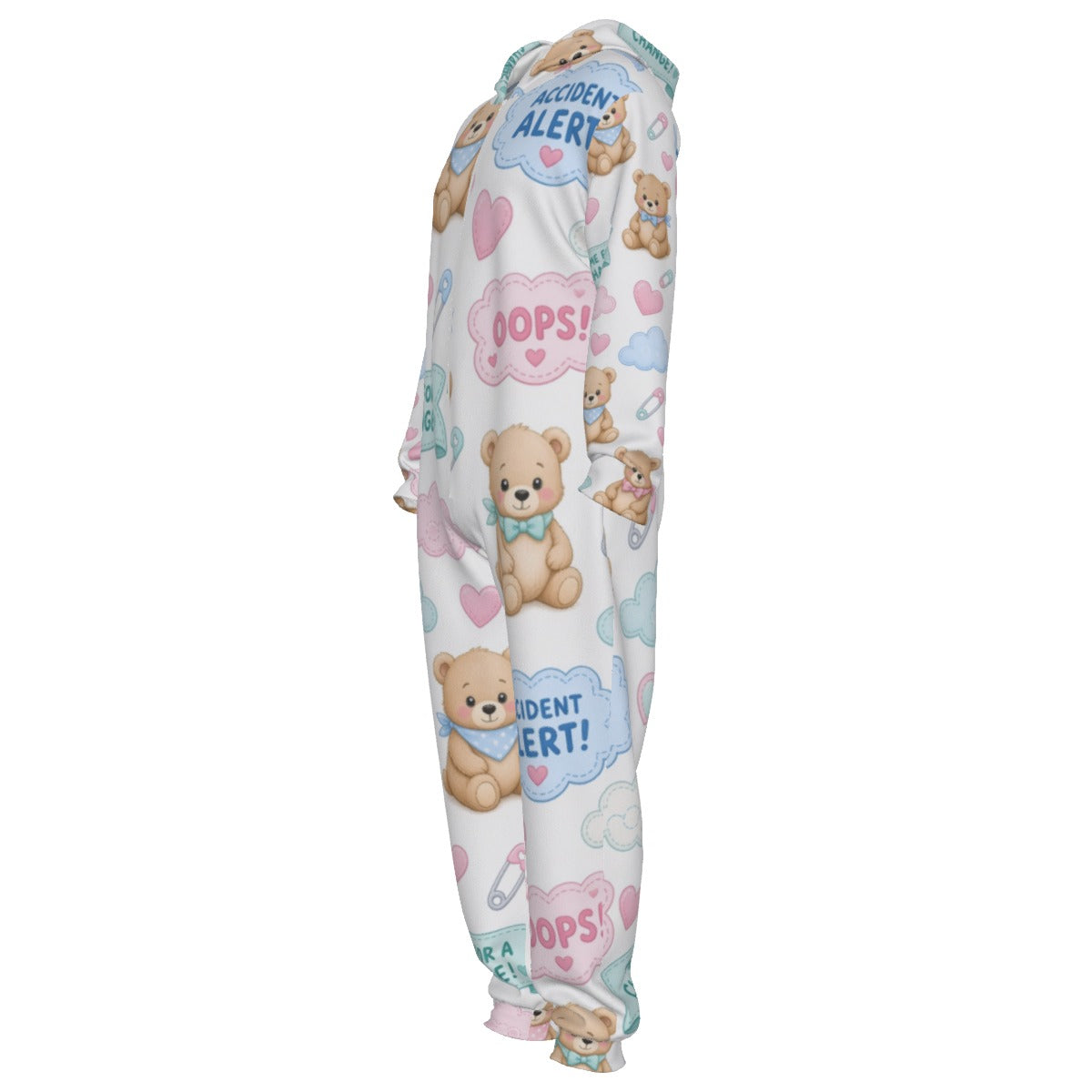 Accident Alert Teddy Bear ABDL Plush Jumpsuit