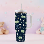 Sleepy Dino Tumbler — 40oz Insulated Cup with Handle