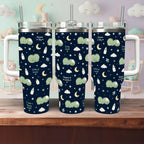 Sleepy Dino Tumbler — 40oz Insulated Cup with Handle
