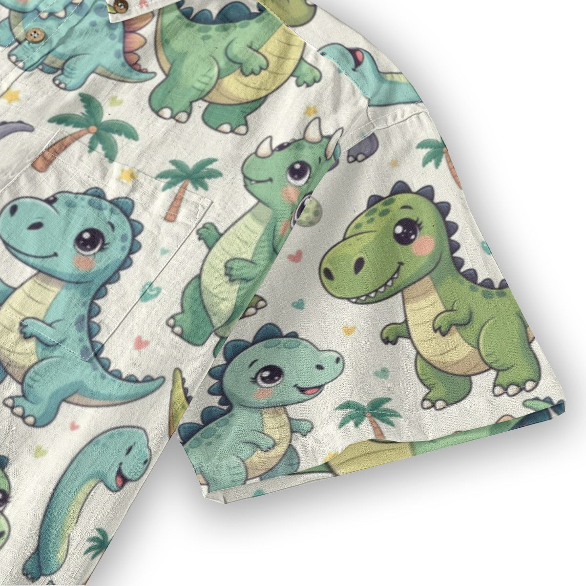 Dino Print ABDL Button-Up Shirt | Breathable Cotton Little Space Top