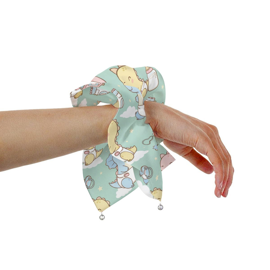 "Sleepy Sky Dragons" Mint Satin Pearl Hair Scarf